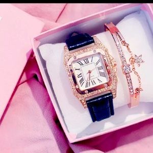 🎀BrandNew Rhinestones Black Ladies Designer Watch